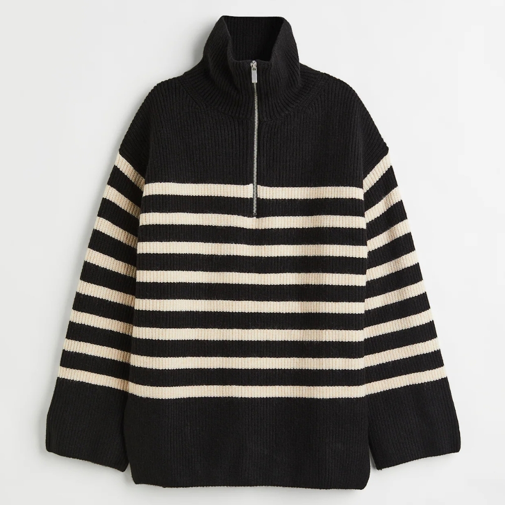 H&M Rib-knit Half-zip Sweater